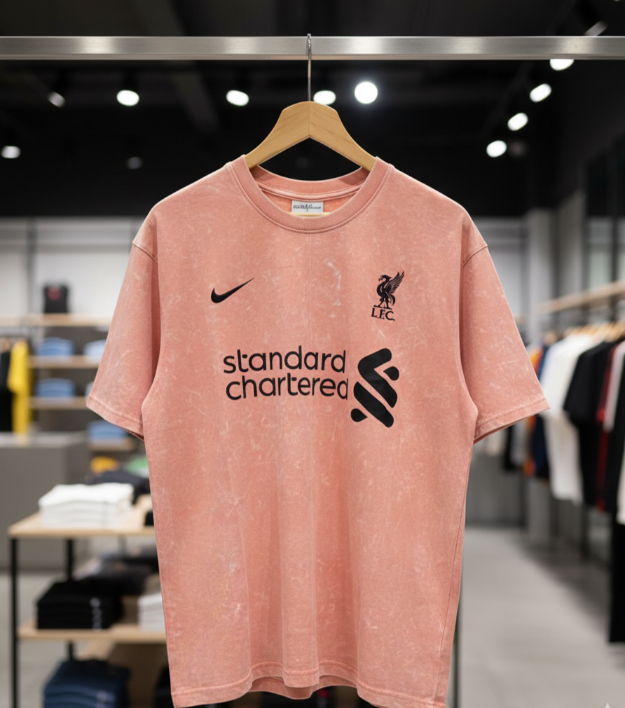 Liverpool Acid Wash Tee – Coral Flame give descriptions