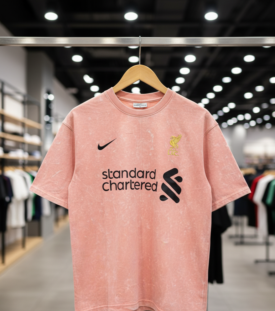 Liverpool Acid Wash Tee – Coral Flame give descriptions